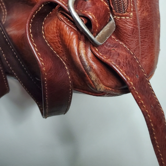 Wilson's Leather Mini Bookbag Distressed Brown Carry Handle - Picture 11 of 14